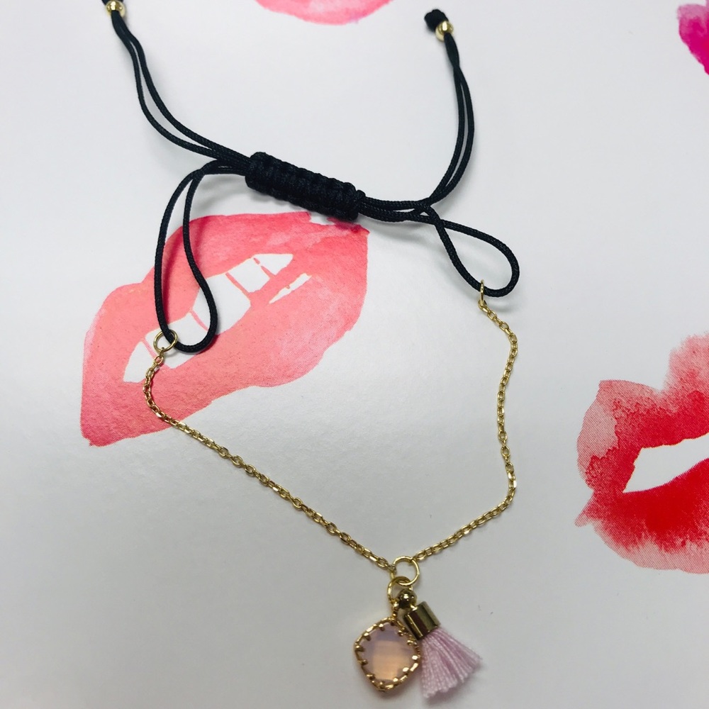 Druzy Crystal & Lil’ Tassel Pull String Bracelet